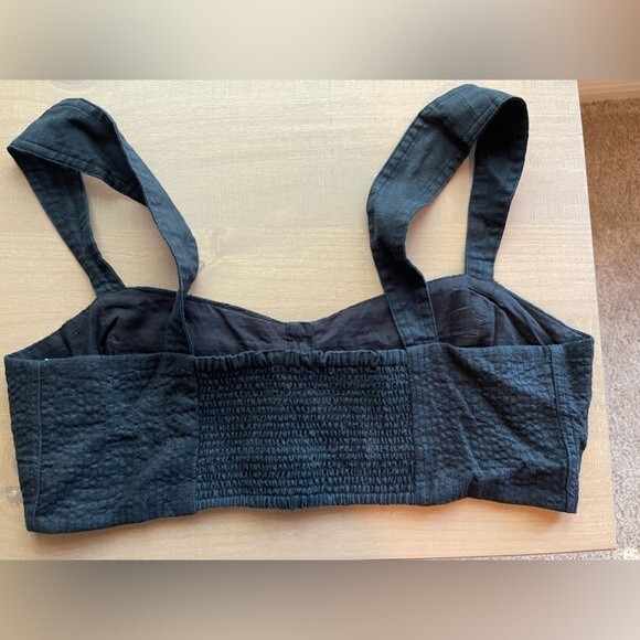 Madewell NWT 100% Linen Sweetheart Bralette Size 12 in True Black - Picture 6 of 8